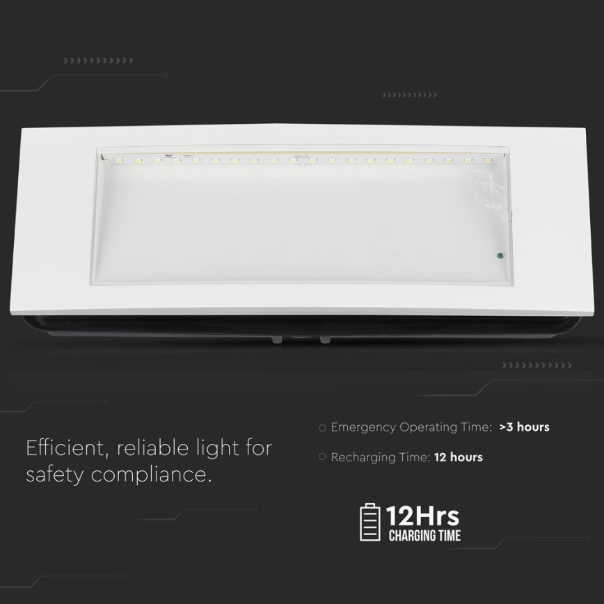 Світлодіодний аварійний світильник EMERGENCY EXIT SAMSUNG CHIP LED/3,8W/230V 6000K