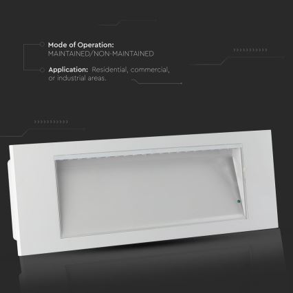 Світлодіодний аварійний світильник EMERGENCY EXIT SAMSUNG CHIP LED/3,8W/230V 6000K