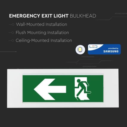 Світлодіодний аварійний світильник EMERGENCY EXIT SAMSUNG CHIP LED/3,8W/230V 6000K