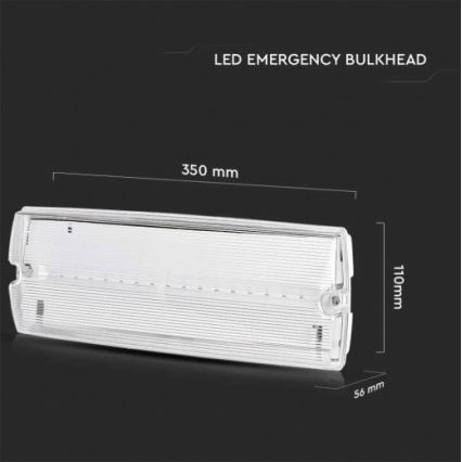Світлодіодний аварійний світильник EMERGENCY EXIT LED/3W/230V 6400K IP65
