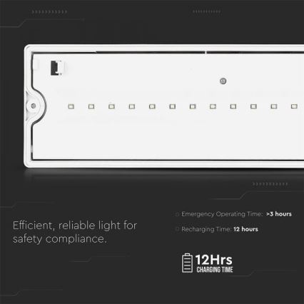 Світлодіодний аварійний світильник EMERGENCY EXIT LED/3W/230V IP65 6000K 1200mAh