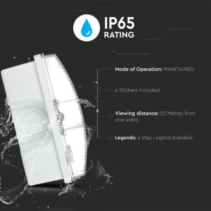 Світлодіодний аварійний світильник EMERGENCY EXIT LED/3W/230V IP65 6000K 1200mAh