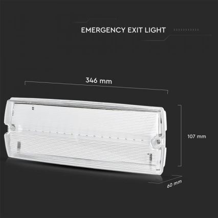 Світлодіодний аварійний світильник EMERGENCY EXIT LED/3W/230V IP65 6000K 1200mAh