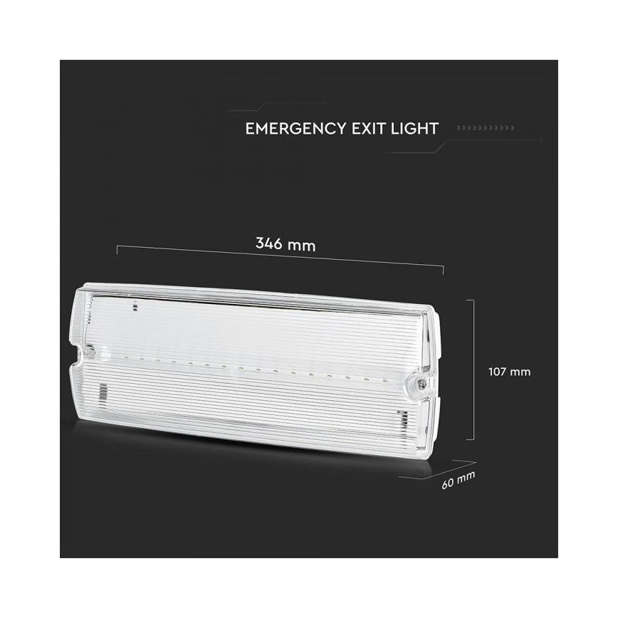 Світлодіодний аварійний світильник EMERGENCY EXIT LED/3W/230V IP65 6000K 1200mAh