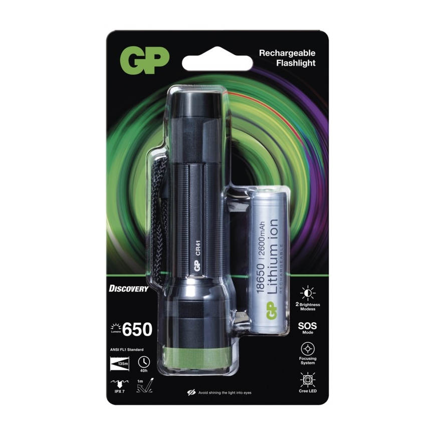 Світлодіодний акумуляторний ліхтарик GP DISCOVERY CR41 LED/Li-lon 3,7V IPX7