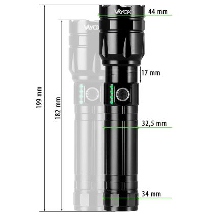 LED Акумуляторний ліхтарик з регулюванням яскравості з функцією Power Bank LED/30W/5V IPX5 1060 лм 5000 mAh