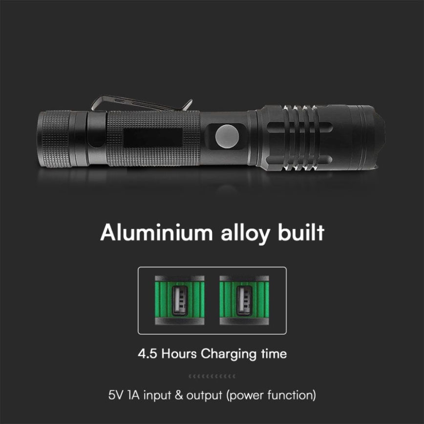 Світлодіодний акумуляторний ліхтарик USB LED/10W/5V IP54 1000 lm