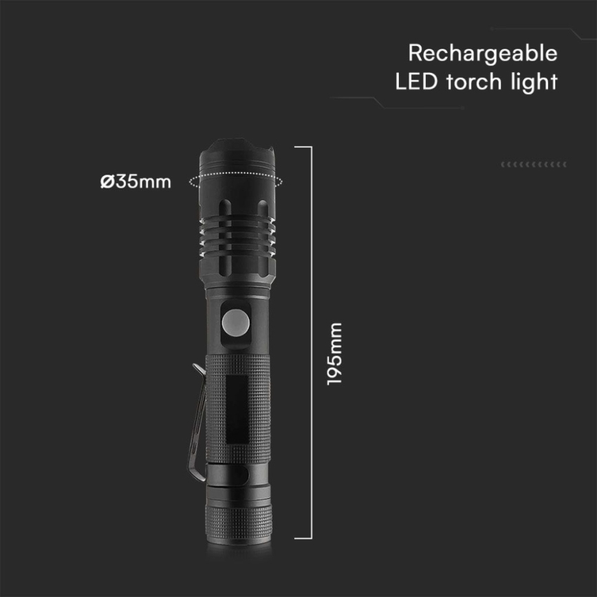 Світлодіодний акумуляторний ліхтарик USB LED/10W/5V IP54 1000 lm