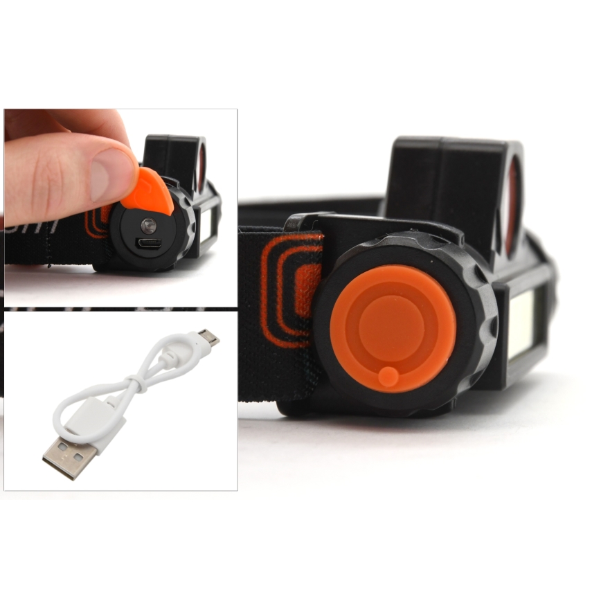 Світлодіодний акумуляторний налобний ліхтар LED/1200mAh чорний/червоний