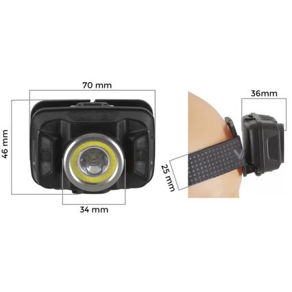 LED Акумуляторний налобний ліхтар з регулюванням яскравості з датчиком і червоним світлом LED/15W/5V IP66 430 лм 1800 mAh