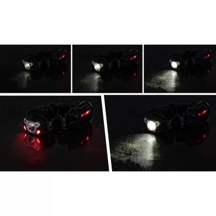 LED Акумуляторний налобний ліхтар з регулюванням яскравості з датчиком з функцією Power Bank і червоним світлом LED/10W/5V IP44 1200 лм 4000 mAh