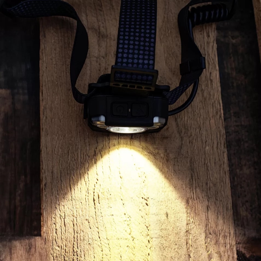 LED Акумуляторний налобний ліхтар з регулюванням яскравості з датчиком з функцією Power Bank і червоним світлом LED/10W/5V IP44 1200 лм 4000 mAh