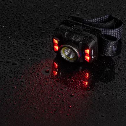 LED Акумуляторний налобний ліхтар з регулюванням яскравості з датчиком і червоним світлом LED/15W/5V IP66 430 лм 1800 mAh