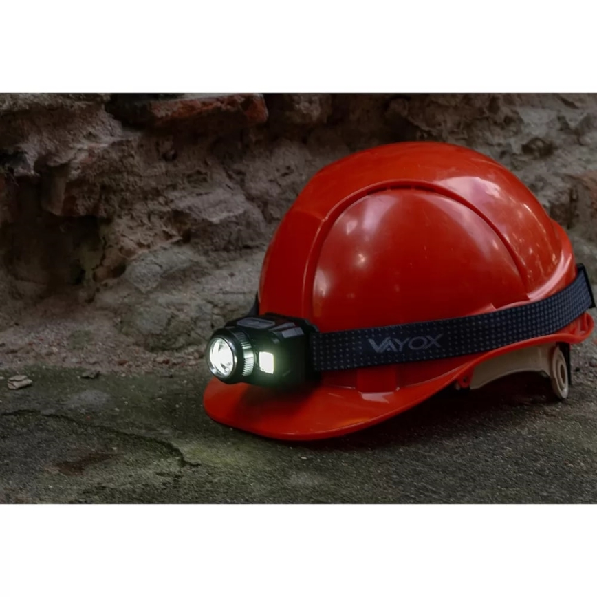 LED Акумуляторний налобний ліхтар з регулюванням яскравості з датчиком і червоним світлом LED/6W/5V/3xAAA IP44 500 лм 1200 mAh