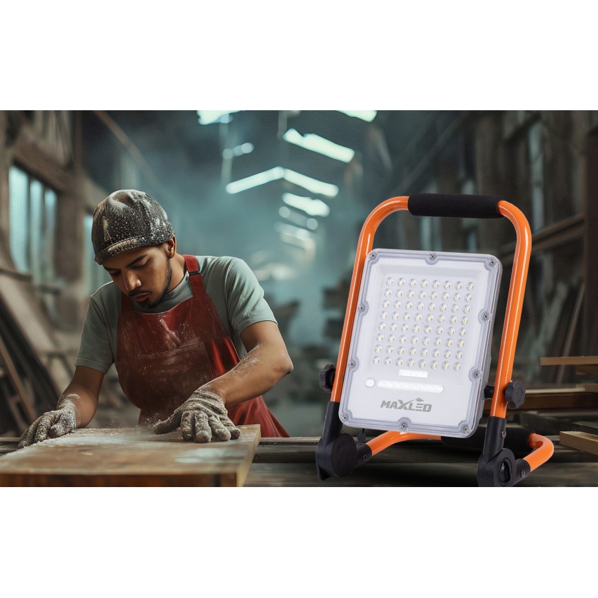 LED затемнюваний акумуляторний прожектор зі штативом LED/50W/3,2V 4500K 5000 mAh IP65 помаранчевий