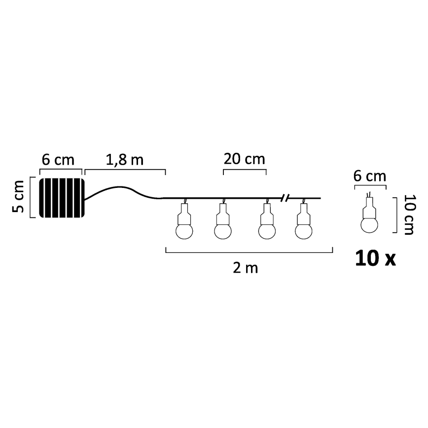 Світлодіодний декоративний ланцюг на сонячній батареї PASTEL 10xLED/1,2V 3,8 м IP44
