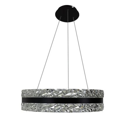 Світлодіодна регульована кришталева люстра на тросі LED/80W/230V 3000-6500K чорна + дистанційне керування