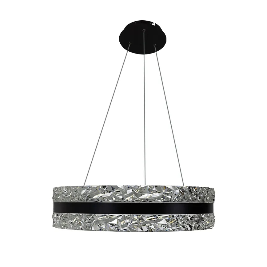 Світлодіодна регульована кришталева люстра на тросі LED/80W/230V 3000-6500K чорна + дистанційне керування
