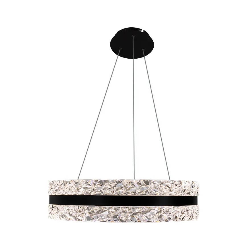 Світлодіодна регульована кришталева люстра на тросі LED/80W/230V 3000-6500K чорна + дистанційне керування