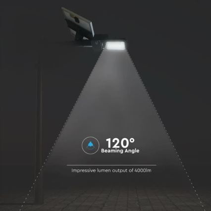 Світлодіодний регульований сонячний вуличний ліхтар LED/50W/6,4V 4000K IP65 50000 mAh + дистанційне керування