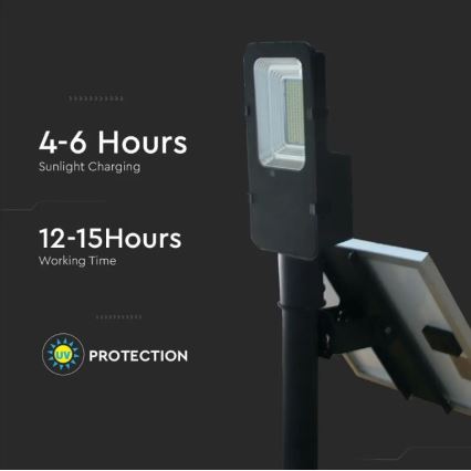 Світлодіодний регульований сонячний вуличний ліхтар LED/50W/6,4V 6000K IP65 50000 mAh + дистанційне керування