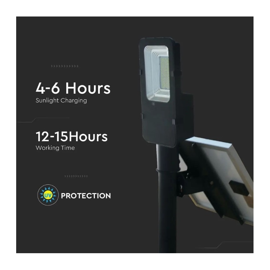Світлодіодний регульований сонячний вуличний ліхтар LED/50W/6,4V 6000K IP65 50000 mAh + дистанційне керування