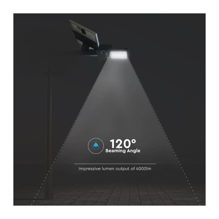 Світлодіодний регульований сонячний вуличний ліхтар LED/50W/6,4V 4000K IP65 50000 mAh + дистанційне керування