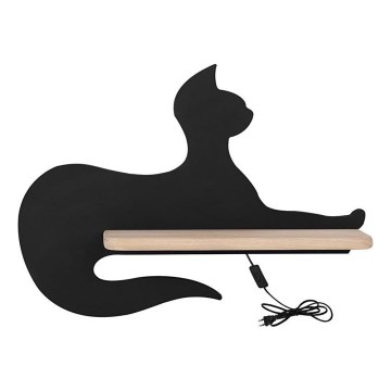 Світлодіодний дитячий настінний світильник з полицею BLACK CAT LED/5W/230V,