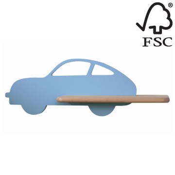 Світлодіодний дитячий настінний світильник з поличкою CAR LED/5W/230V синій/дерево