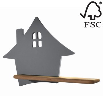 Світлодіодний дитячий настінний світильник з поличкою HOUSE LED/4W/230V сірий/дерево