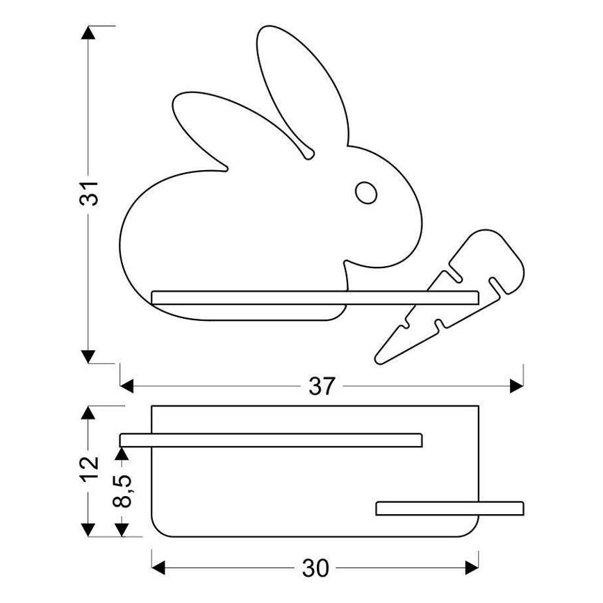 Світлодіодний дитячий настінний світильник з поличкою RABBIT LED/4W/230V сірий/білий/дерево