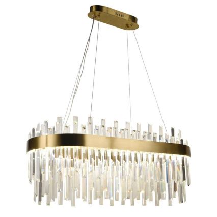 Світлодіодна регульована кришталева люстра на тросі LED/100W/230V 3000-6500K золота + дистанційне керування