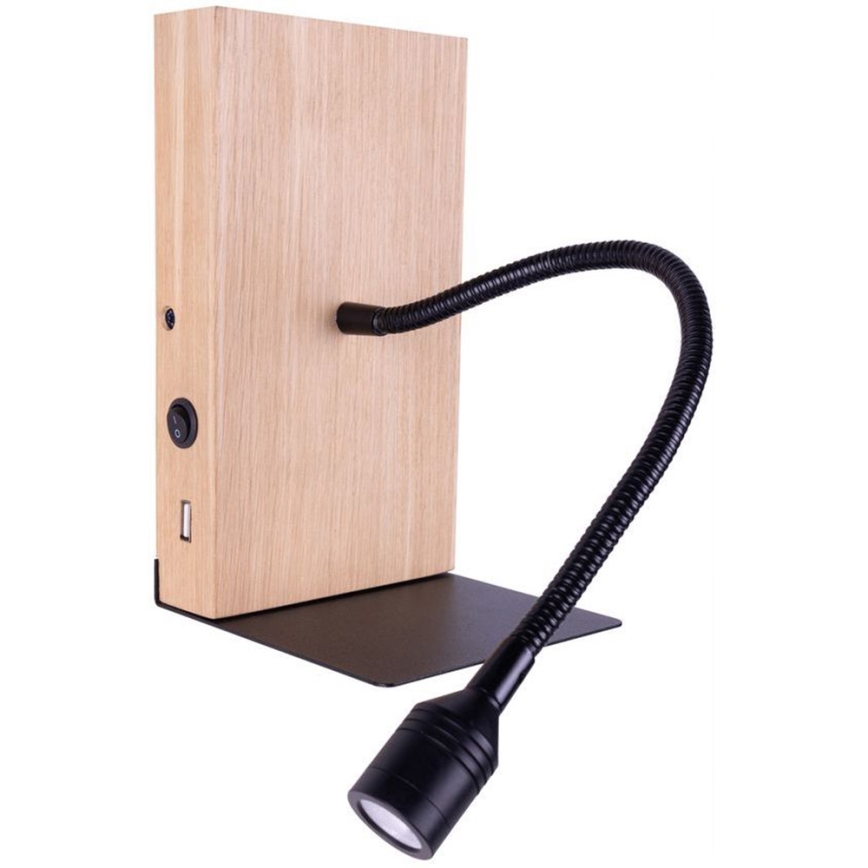 Світлодіодний настінний світильник LECTOR LED/2,5W/230V USB дуб