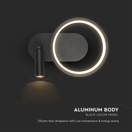 Світлодіодний настінний світильник LED/14W/230V 3000K чорний