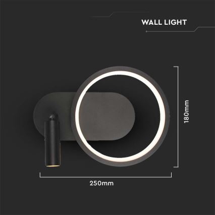 Світлодіодний настінний світильник LED/14W/230V 3000K чорний