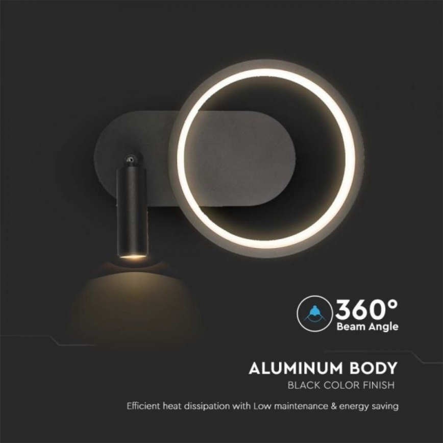Світлодіодний настінний світильник LED/14W/230V 4000K чорний