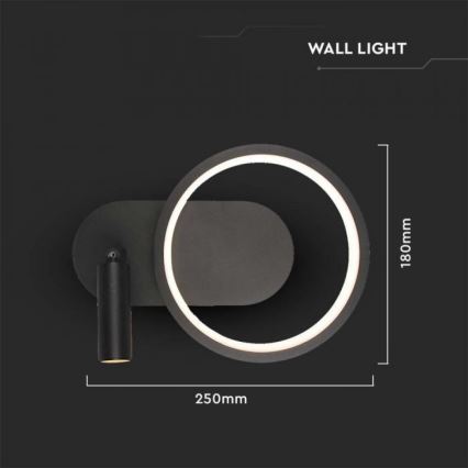 Світлодіодний настінний світильник LED/14W/230V 4000K чорний