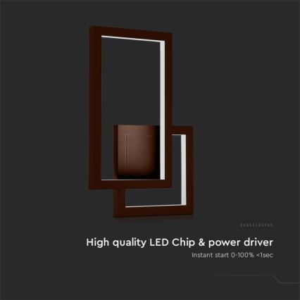 Світлодіодний настінний світильник LED/20W/230V 3000K коричневий