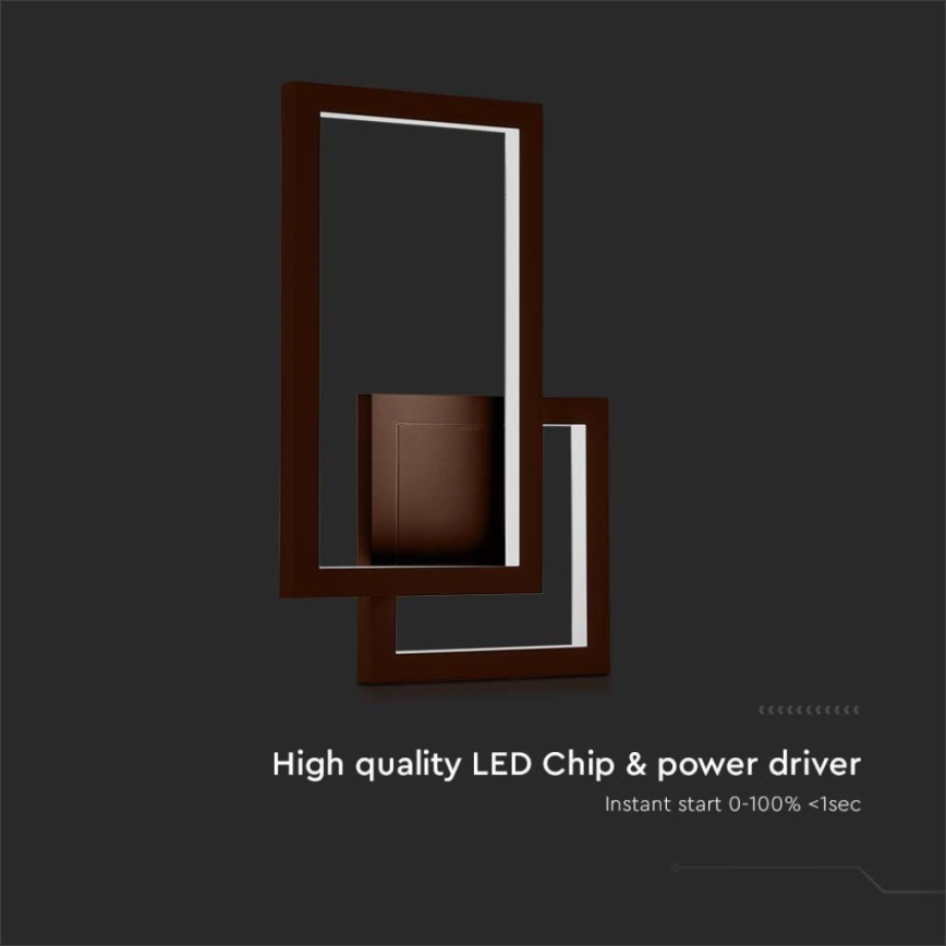 Світлодіодний настінний світильник LED/20W/230V 3000K коричневий