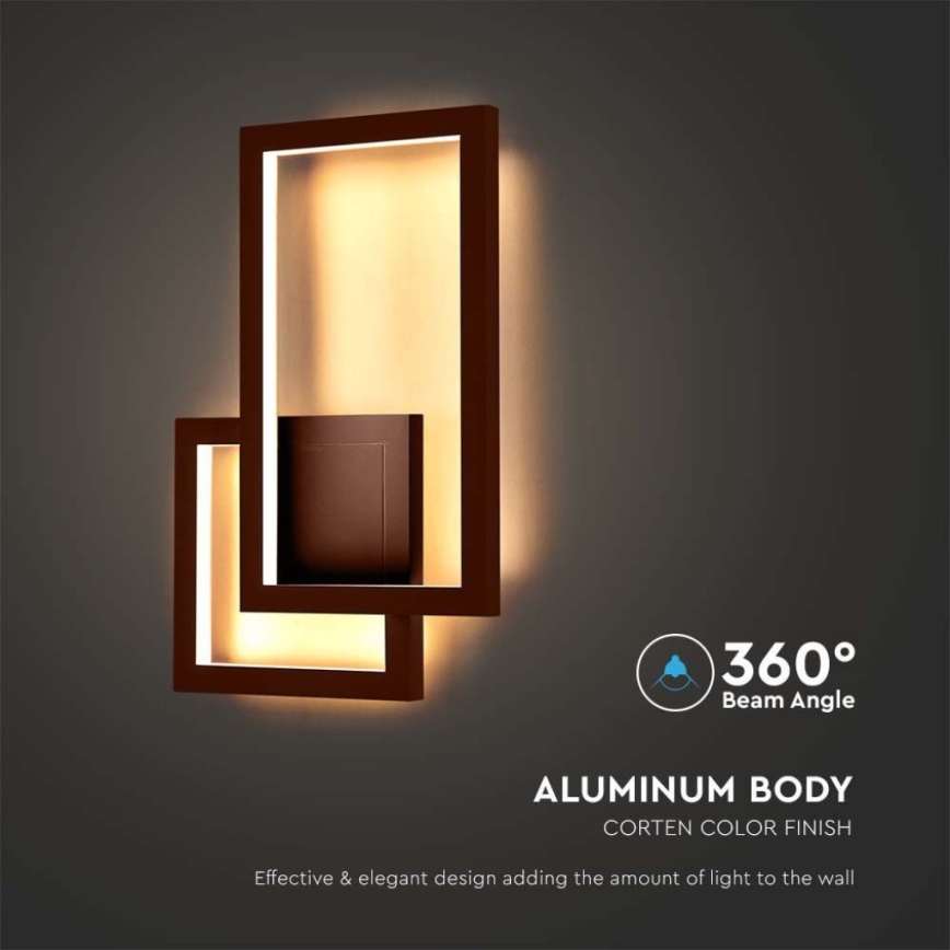 Світлодіодний настінний світильник LED/20W/230V 3000K коричневий