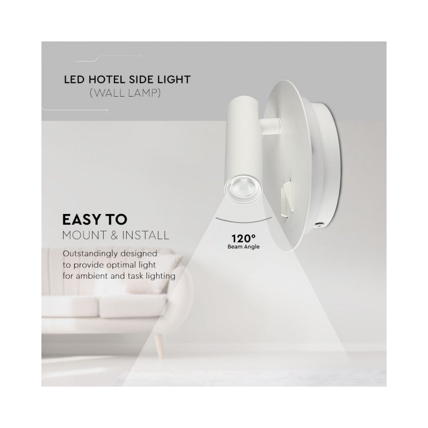 Світлодіодний настінний світильник LED/3W/230V + LED/6W/230V 3000K білий