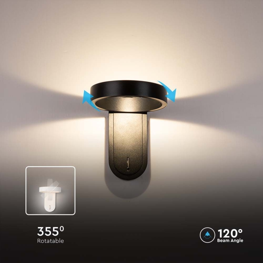 Світлодіодний настінний світильник LED/5W/230V 3000K/4000K чорний
