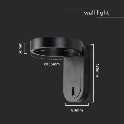 Світлодіодний настінний світильник LED/5W/230V 3000K/4000K чорний