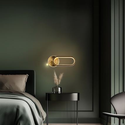 Світлодіодний настінний світильник MONET LED/13W/230V + LED/2W 3000/4000/6000K золотий