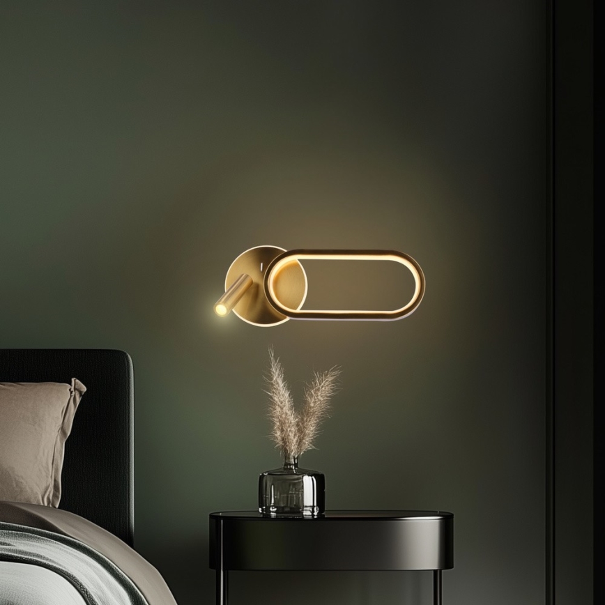 Світлодіодний настінний світильник MONET LED/13W/230V + LED/2W 3000/4000/6000K золотий