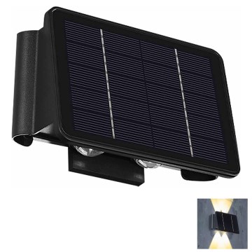 Світлодіодний настінний світильник на сонячній батареї 4xLED/1,5W/3,7V IP54 чорний