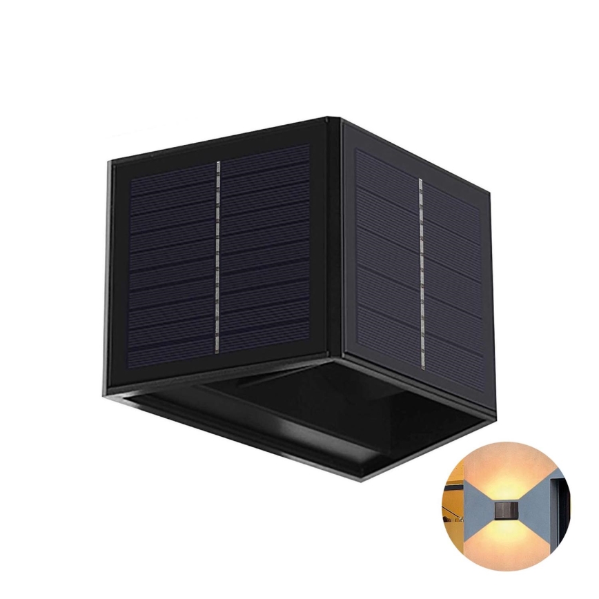 Світлодіодний настінний світильник на сонячній батареї CUBUS 2xLED/1,5W/3,7V IP54