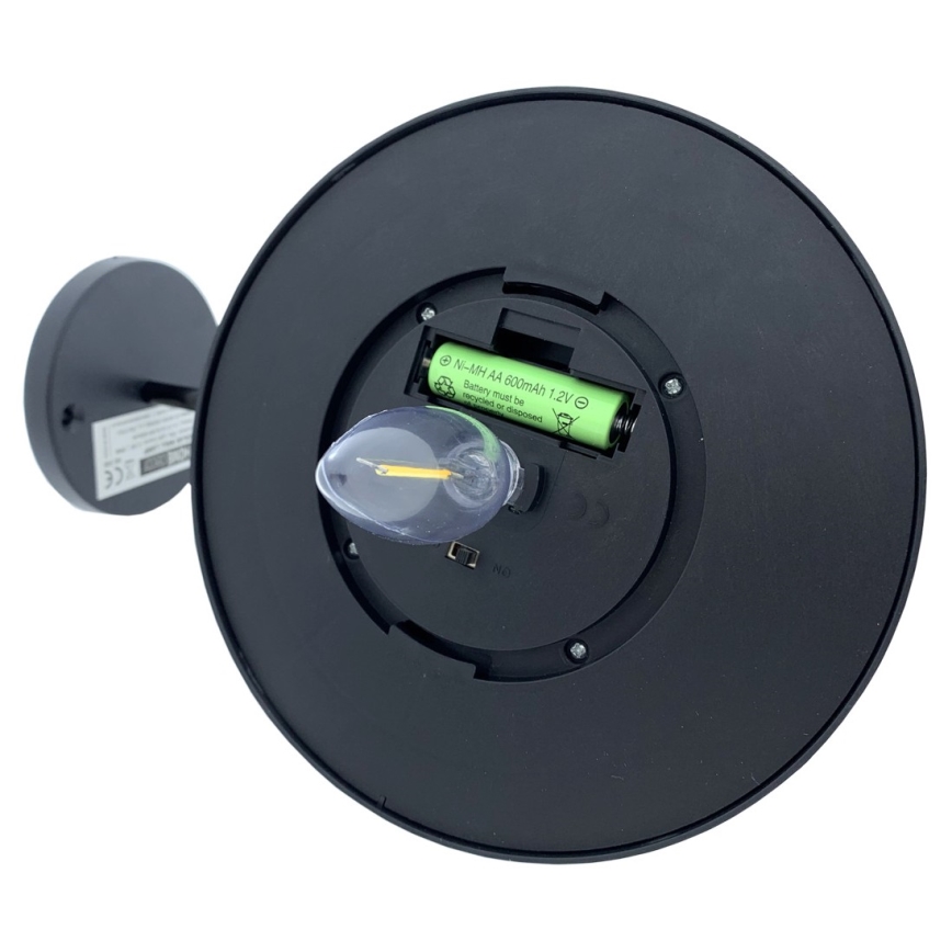 Світлодіодний настінний світильник на сонячній батареї LED/0,5W/1,2V IP44 чорний