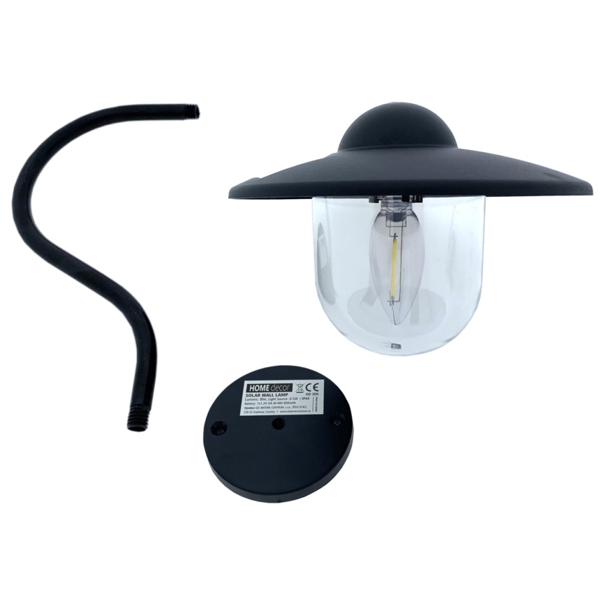 Світлодіодний настінний світильник на сонячній батареї LED/0,5W/1,2V IP44 чорний