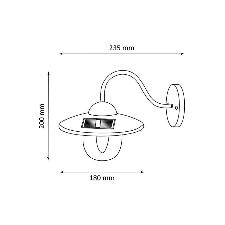 Світлодіодний настінний світильник на сонячній батареї LED/0,5W/1,2V IP44 чорний